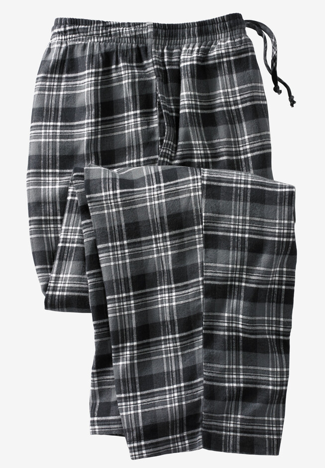 KingSize Men's Big & Tall Jersey Knit Plaid Pajama Set - Big - 6XL, Black  Plaid