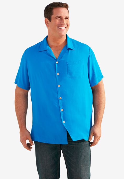 KS Island Solid Rayon Short-Sleeve Shirt | King Size