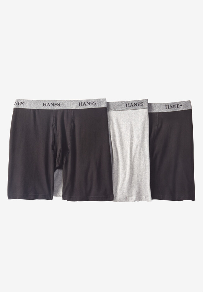 Hanes Men's Black/Grey Boxer Briefs, 3 Pack