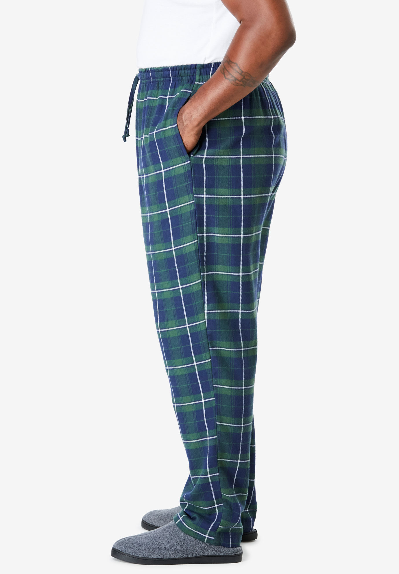 KingSize Men's Big & Tall Flannel Plaid Pajama Pants - Tall - 3XL, Black