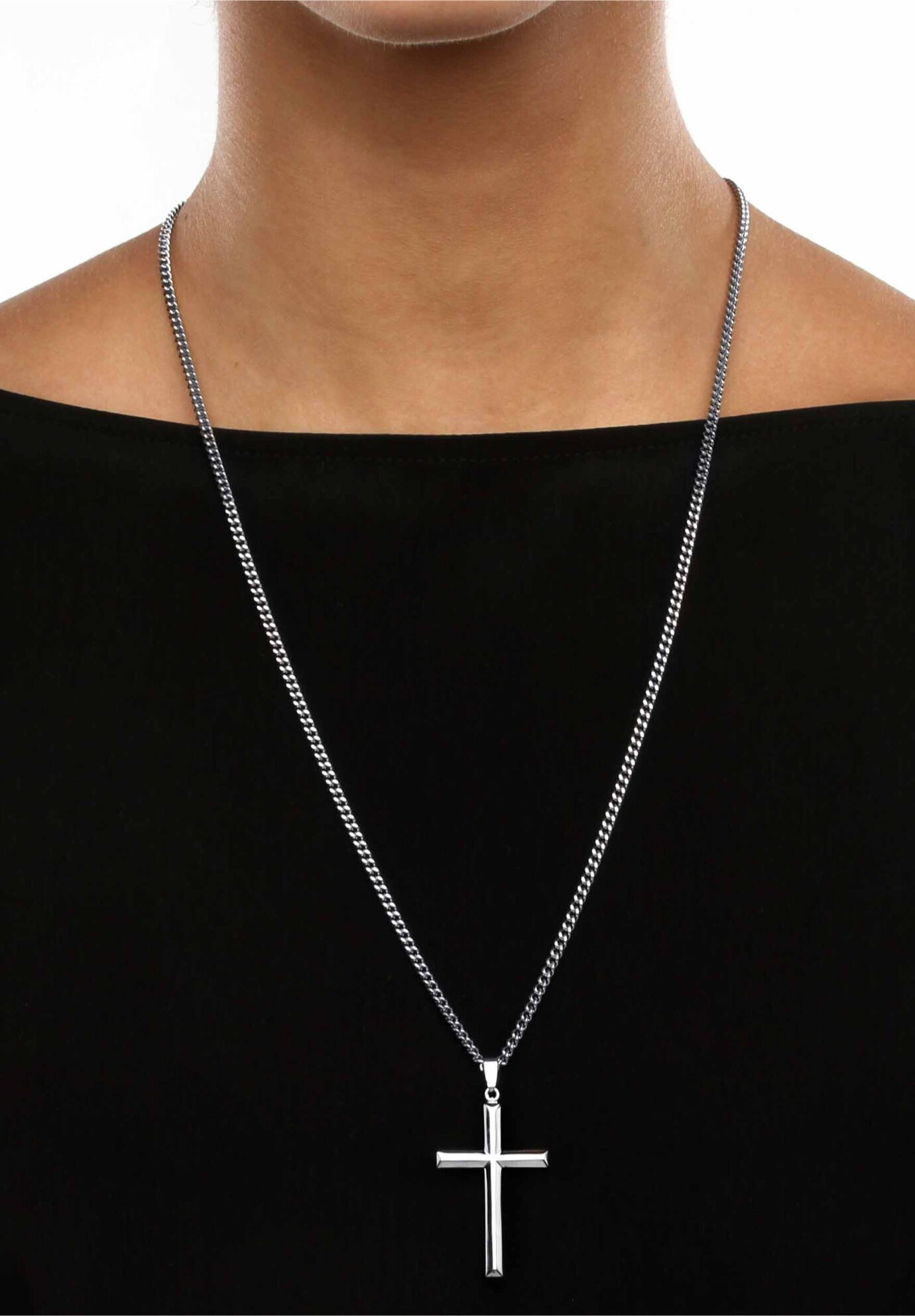 Classic Cable Cross Necklace in Sterling Silver with Diamond, 24.3mm |  David Yurman