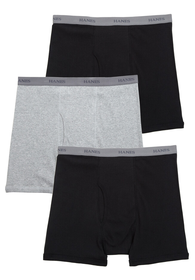 Mens 4 Pack Hanes Black Boxer Briefs Underwear 100% Cotton S-XL 2XL 3XL