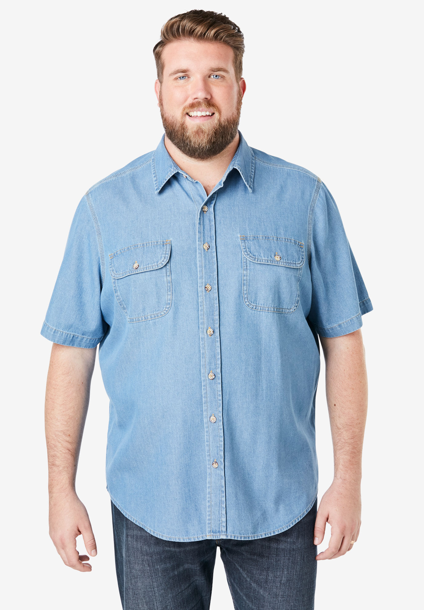 big and tall blue jean shirt