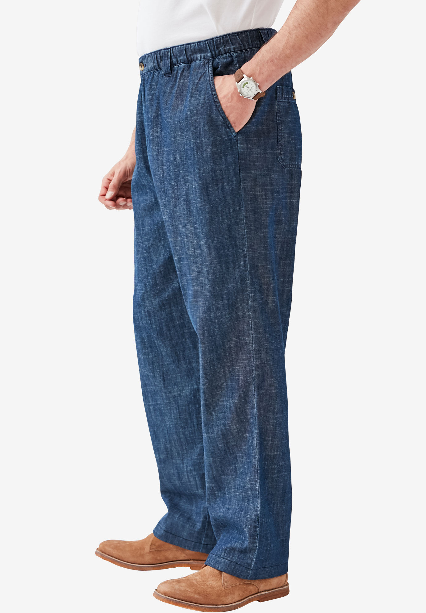 Art Blue Embroideried Pockets Elastic Waist Cotton Denim Harem Pants Fall |  Boyfriend jeans, Floral print swimsuits, Pants for women
