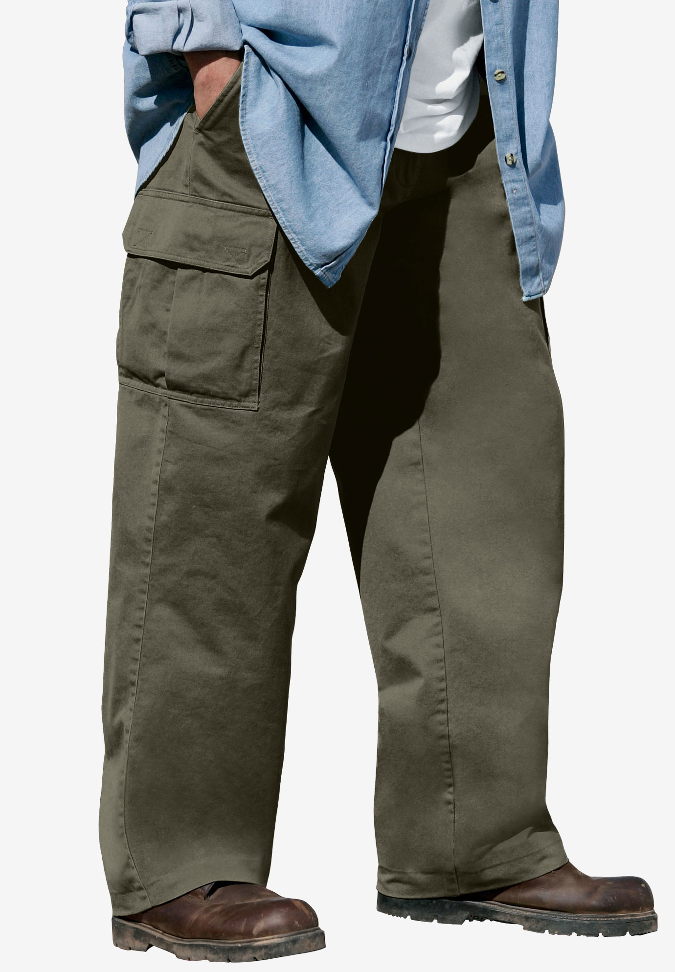 big and tall elastic waist cargo pants