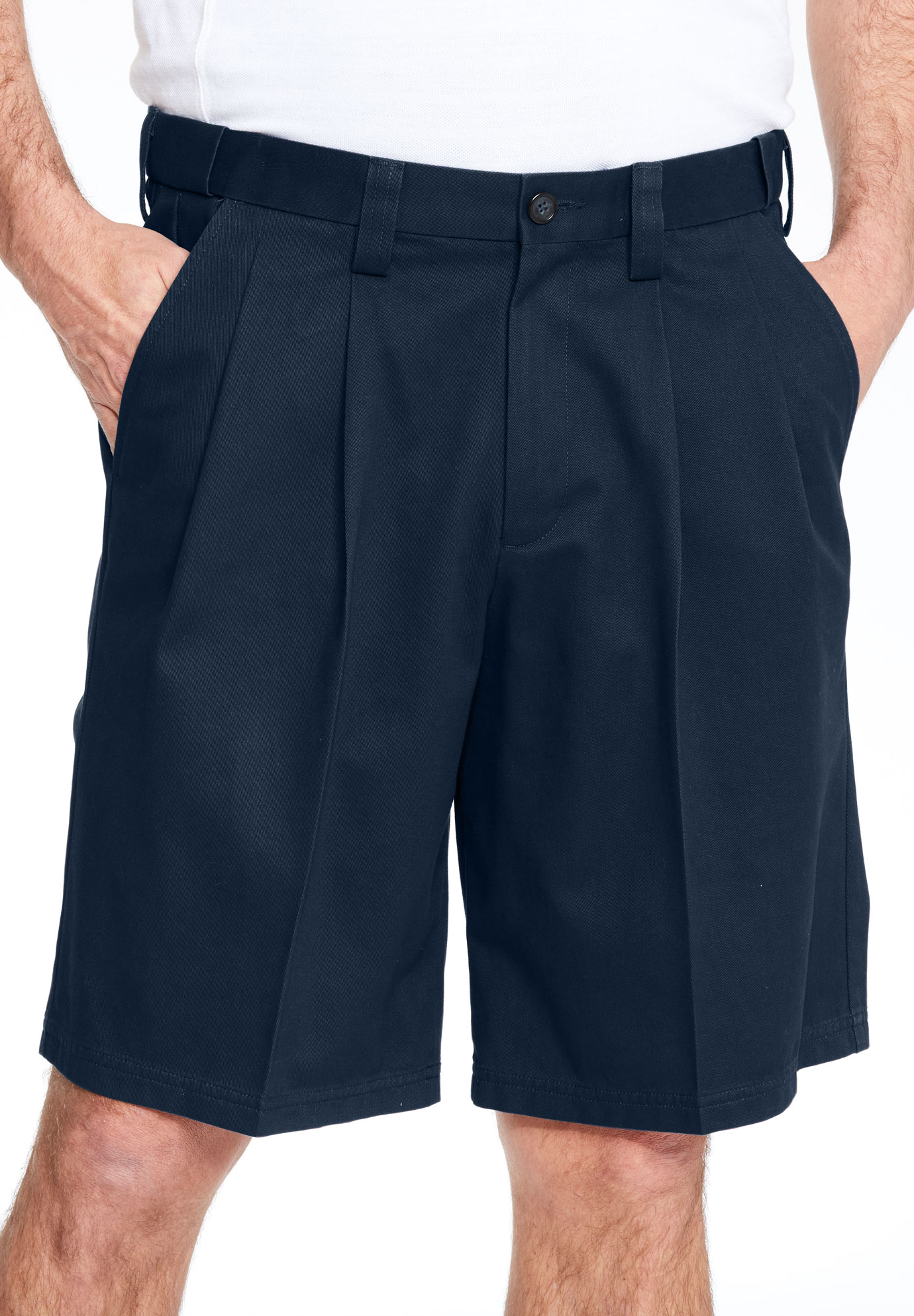Wrinkle-Free Expandable Waist Pleat Front Shorts | King Size