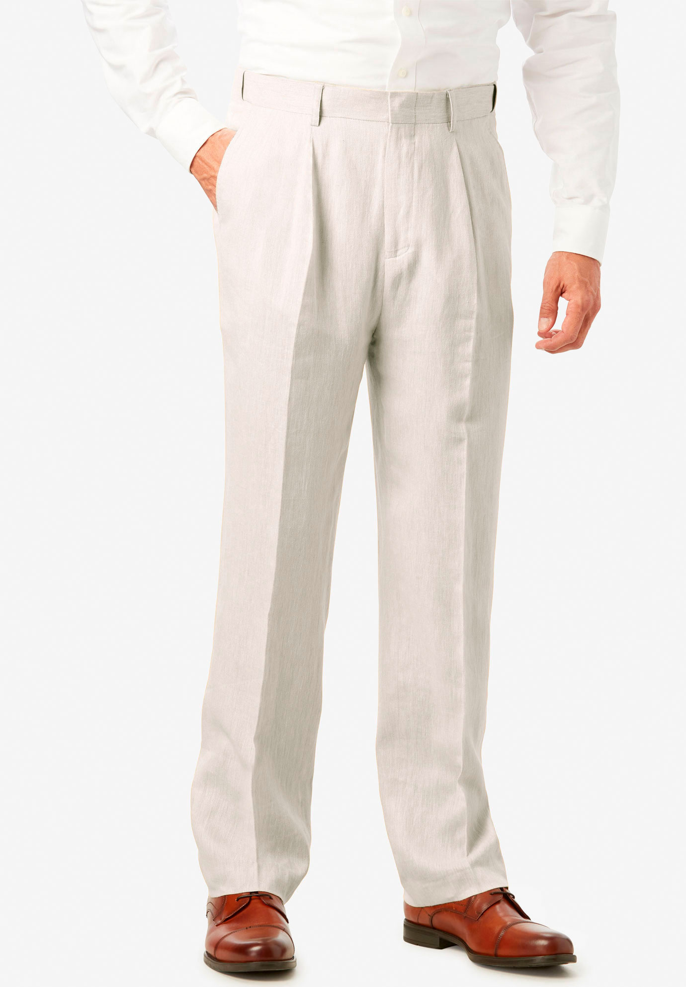 KS Island™ Linen Blend Plain Front Dress Pants | King Size