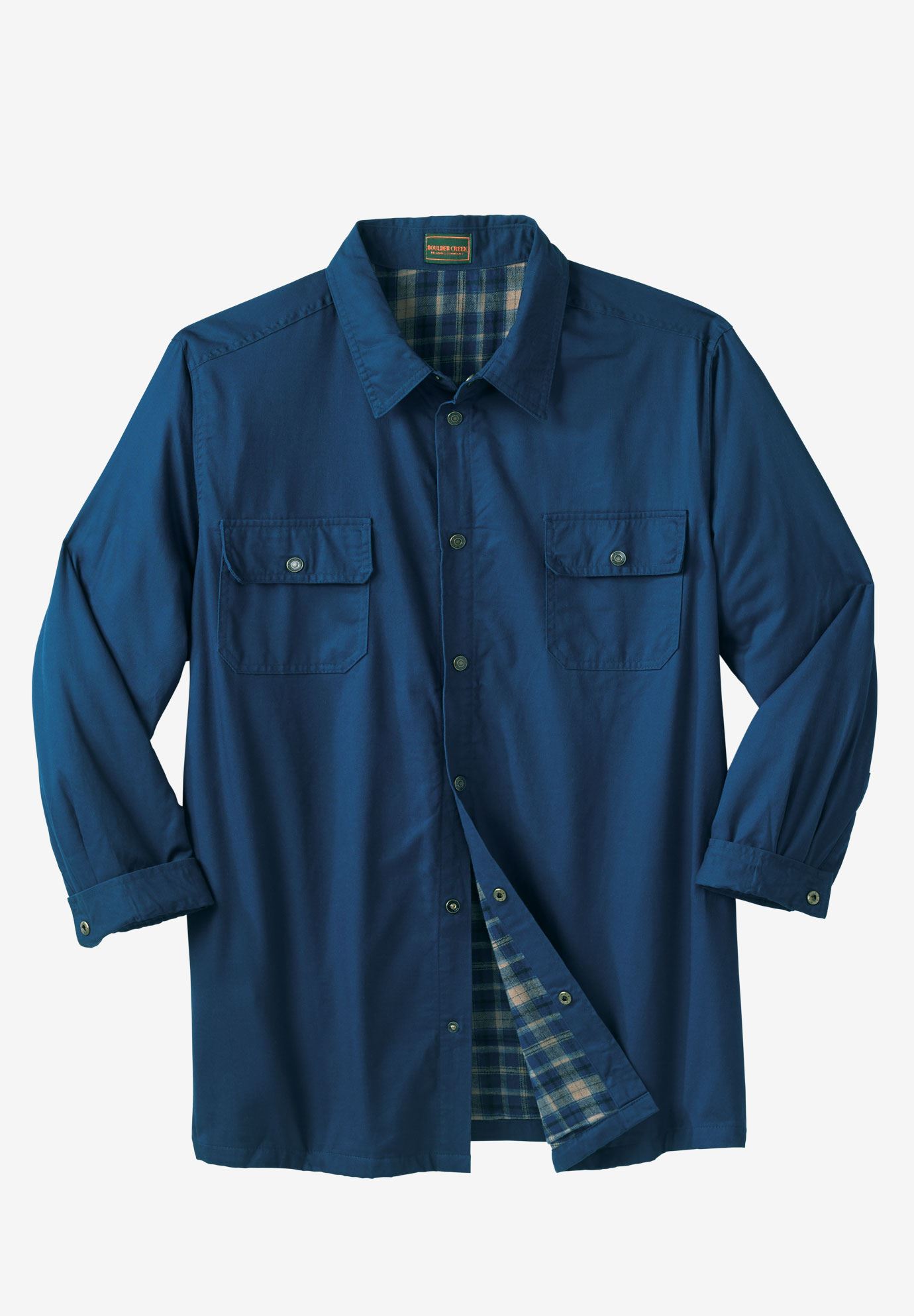 Flannel Lined Twill Shirt Jacket By Boulder Creek® Big And Tall Flannel Shirts King Size