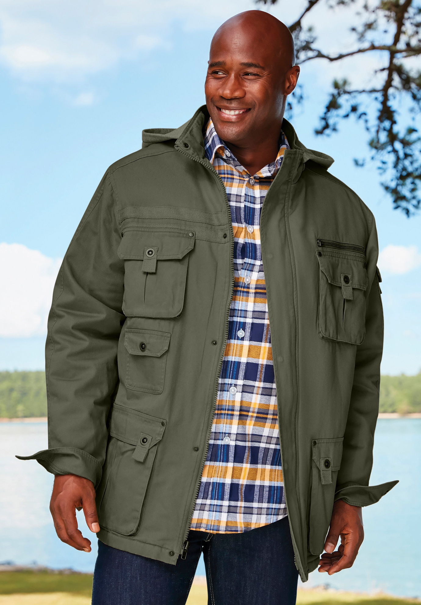 Multi Pocket Lined Twill Jacket By Boulder Creek® Big And Tall Casual Jackets King Size