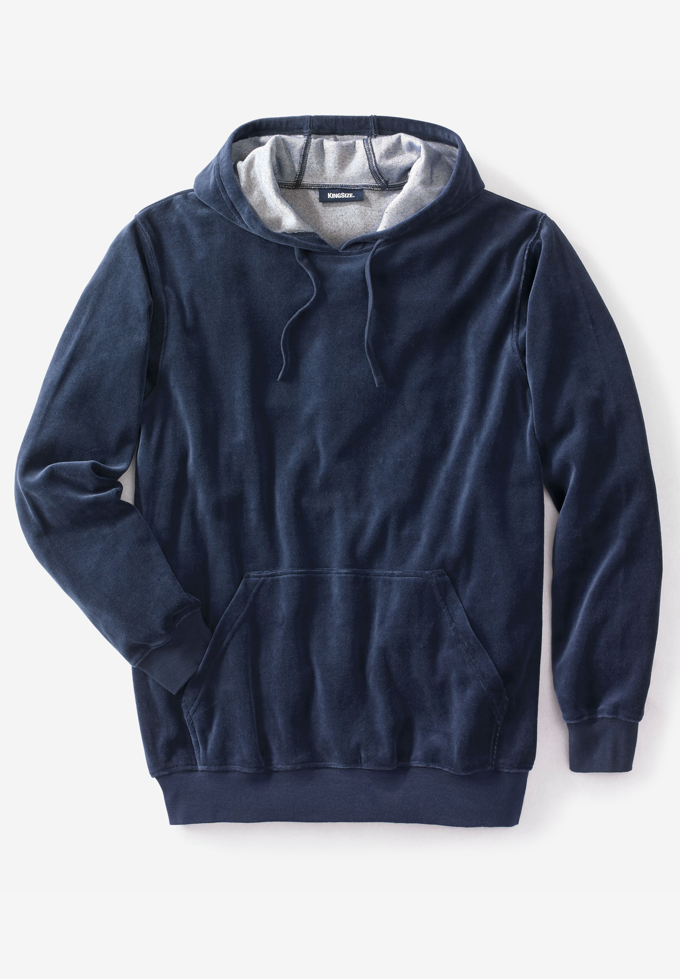Velour Long-Sleeve Pullover Hoodie | King Size